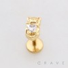 CAT HUGGING HEART CZ 3D TOP PUSHIN (THREADLESS) 316L SURGICAL STEEL LABRET SET